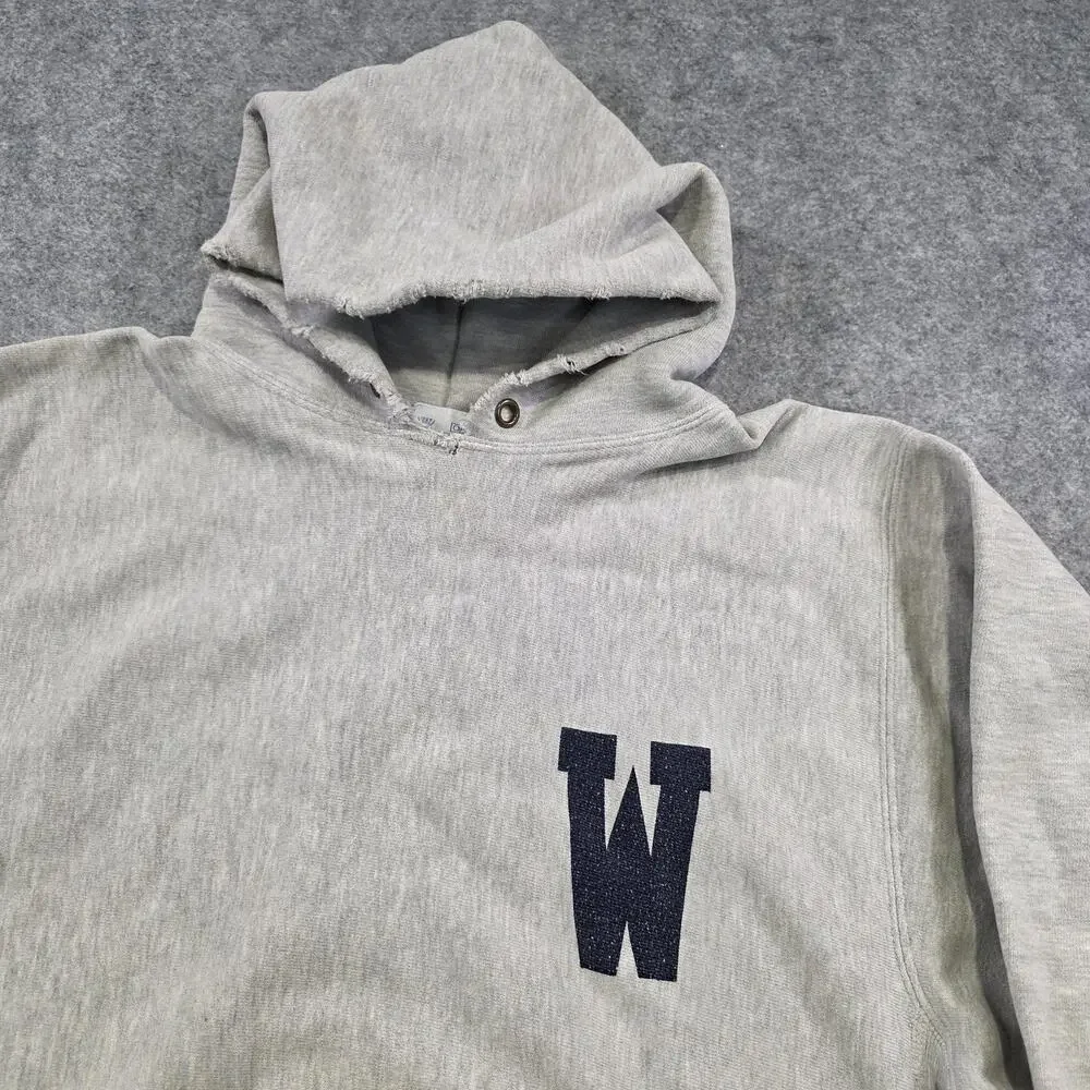 Vintage 90s Champion Reverse Weave‎ Hoodie Mens 2XL Gray Williston College USA